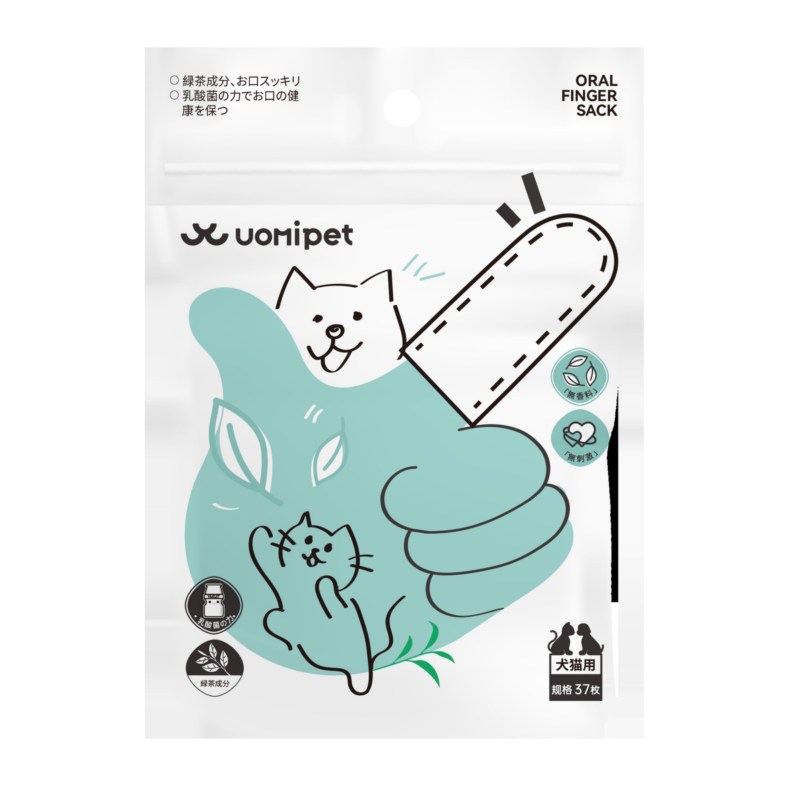 （5件起購）UOMIPET 寵物潔齒指套濕巾37枚狗狗貓咪牙刷去口臭牙結石濕巾