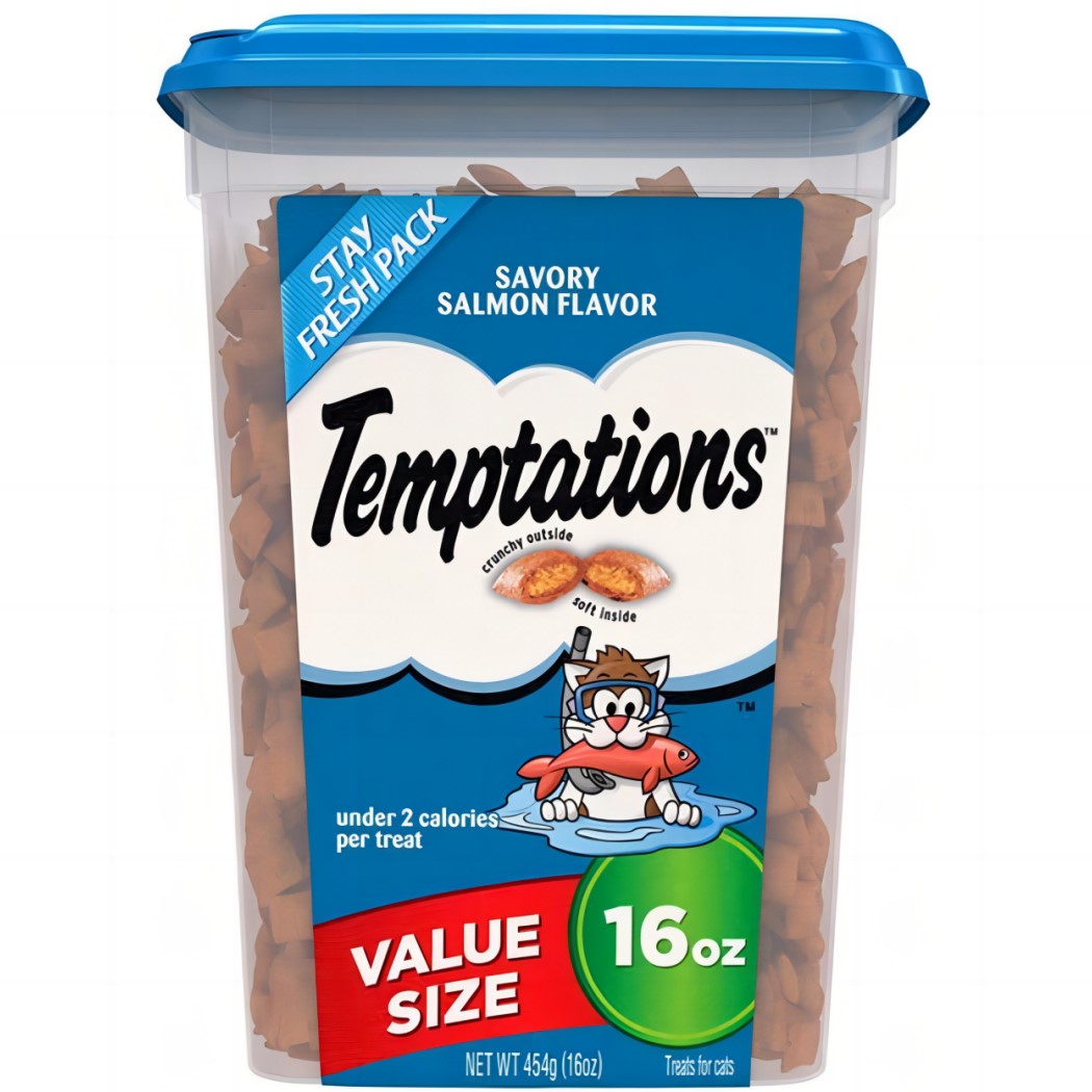 【澳門發貨】（原裝4桶）whiskas偉嘉Temptations貓小食超值桶裝雞肉味/三文魚味454g寵物貓貓咪零食主食營養糧食貓糧