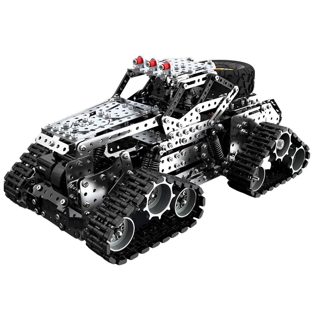 ZBToys 電動遙控履帶大腳車 1292PCS 成人手工組裝高難度精密機械傳動積木金屬拼裝模型越野大腳車玩具