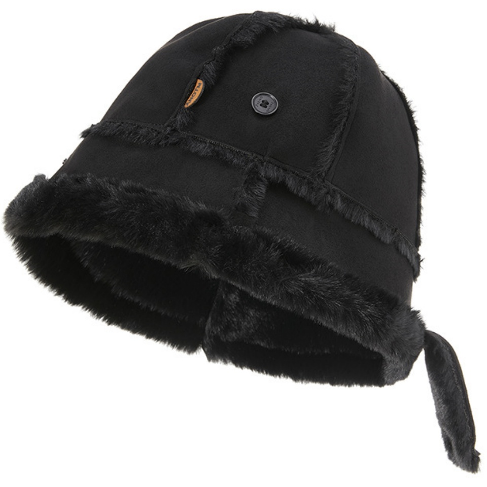 加絨漁夫帽可愛加絨包包帽秋冬綁帶韓版小眾設計百搭保暖防寒帽子