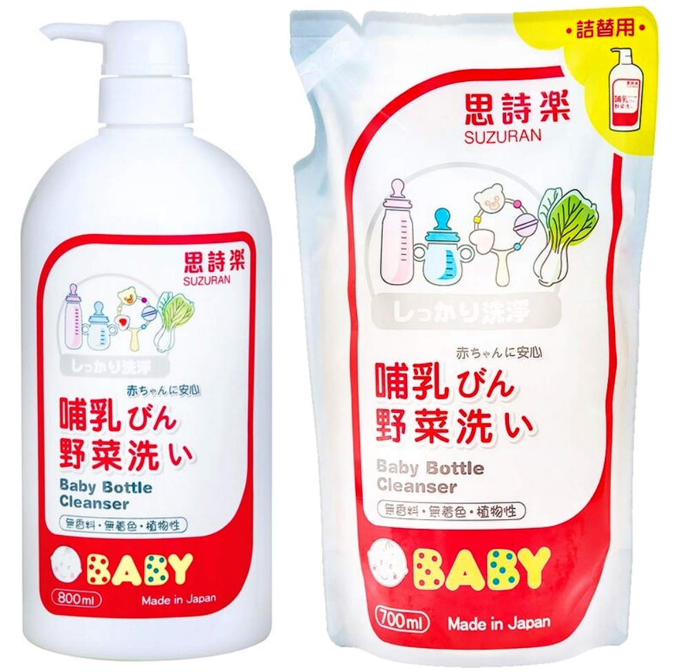 【澳門發貨】Suzuran 思詩樂嬰兒奶瓶蔬果洗潔液瓶裝800ml/補充裝700ml