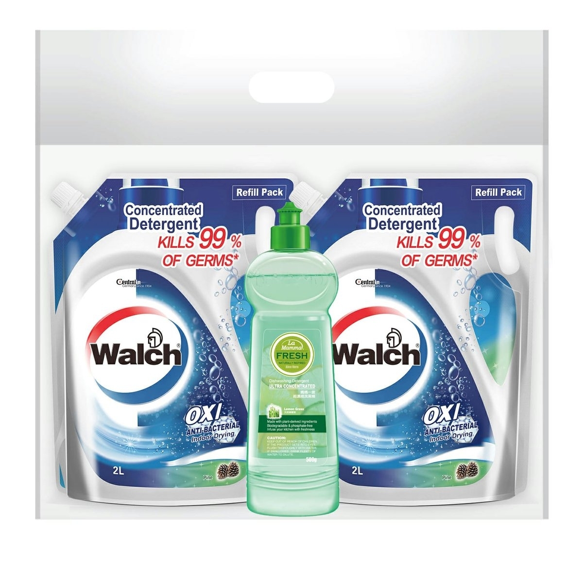 【澳門發貨】Walch威露士衣物消毒液松木2L*2+LaMamma媽媽一選超濃縮洗潔精500g天然檸檬草