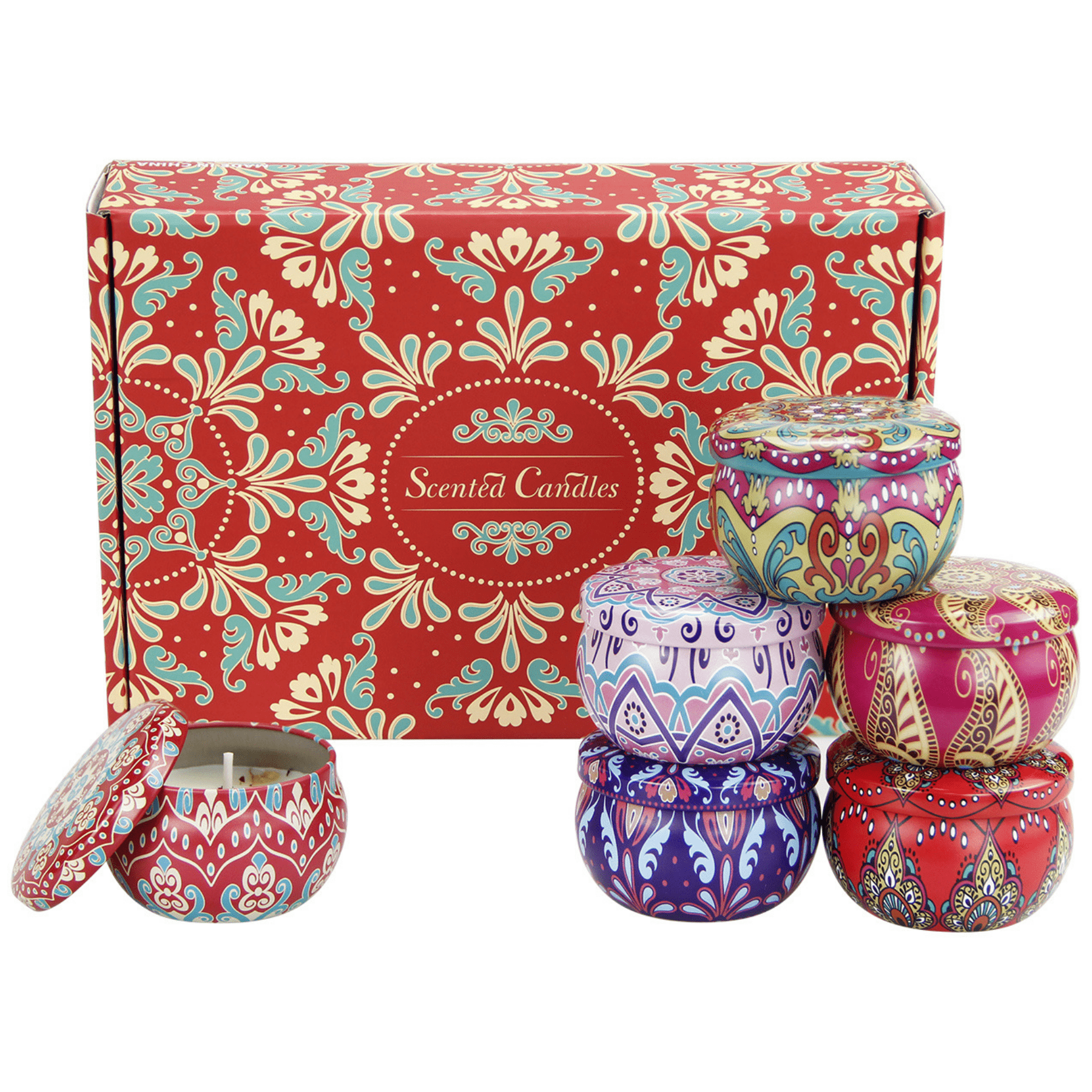 波西米亞風乾花鐵罐香薰蠟燭大禮盒香氛小蠟燭生日結婚慶伴手禮