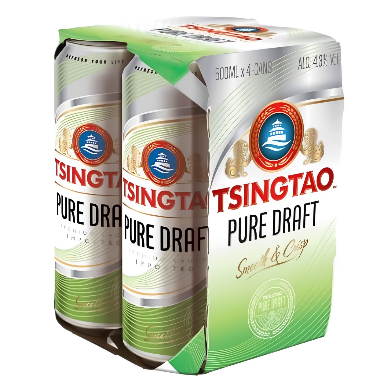 【澳門發貨】（原箱24罐）TsingTao青島純生啤酒500ml*6罐*4扎高罐裝巨罐青啤