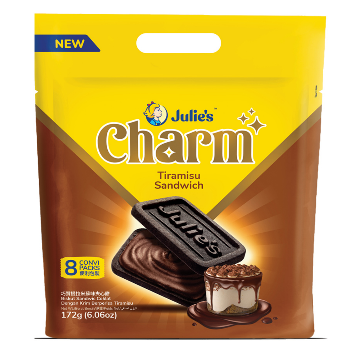 【澳門發貨】（原箱12包）Julie's 巧贊提拉米蘇夾心餅172G