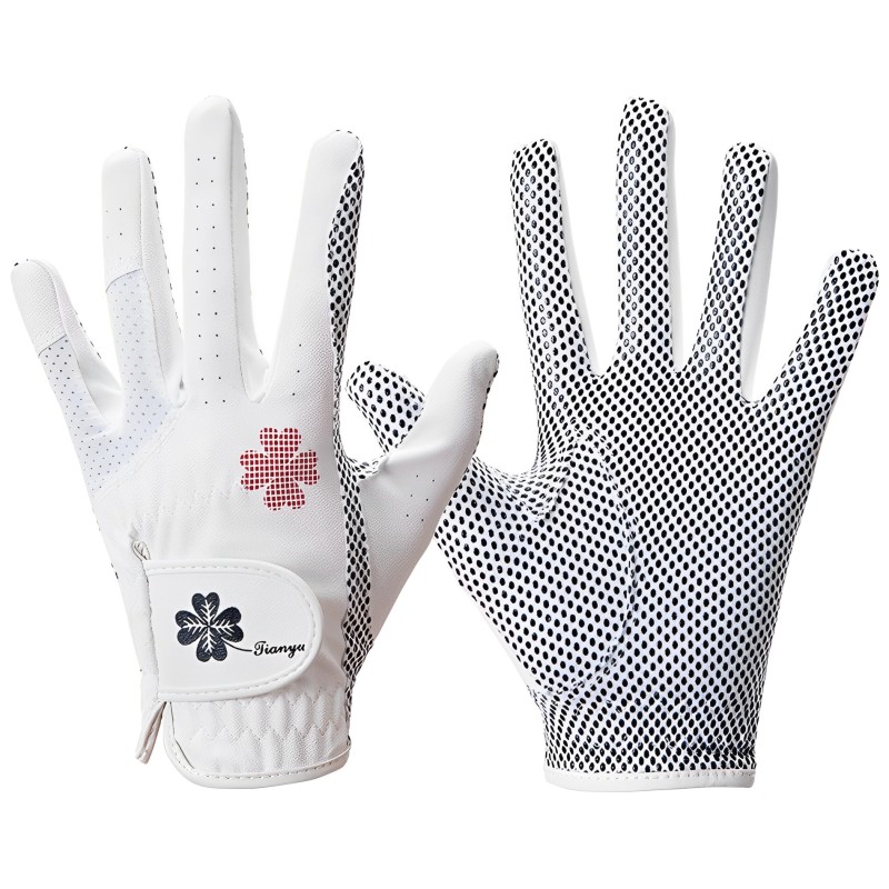 高爾夫女士手套PU皮革左右手一雙矽膠顆粒防滑高爾夫手套