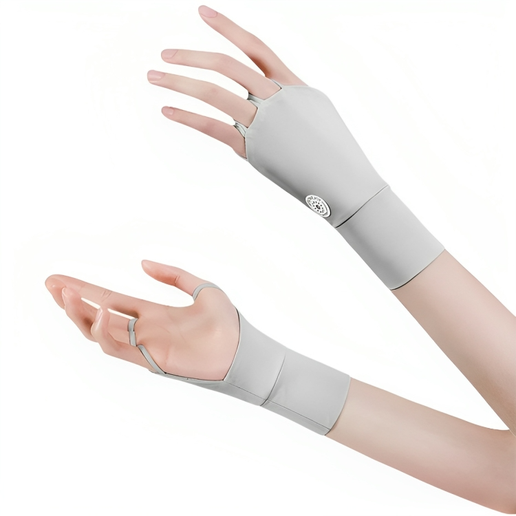 高爾夫防曬手套冰感防紫外線夏季戶外半指冰絲手套女士加長護手腕