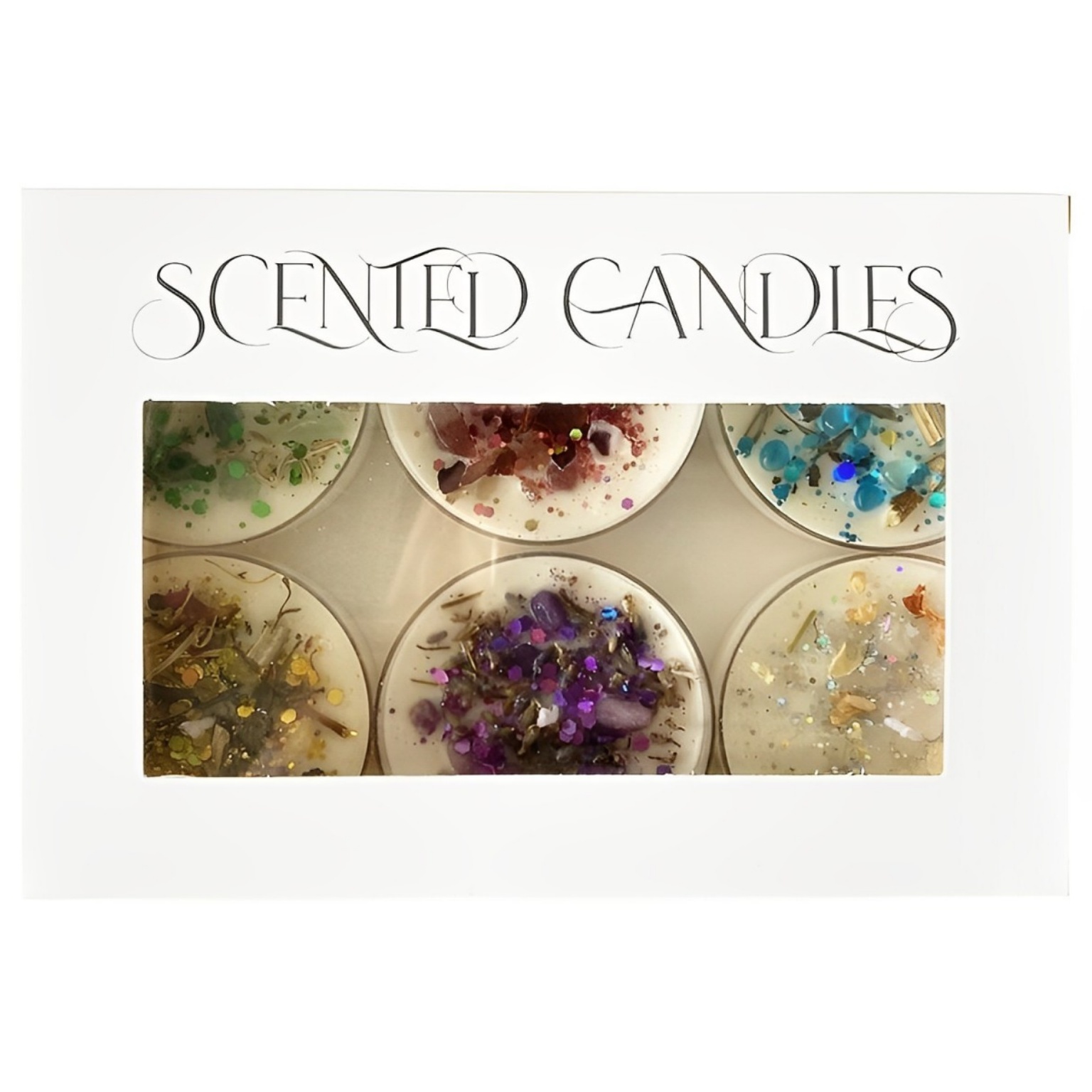 晶石乾花香薰蠟燭禮盒禮物彩色亮片套裝大豆蠟香氛