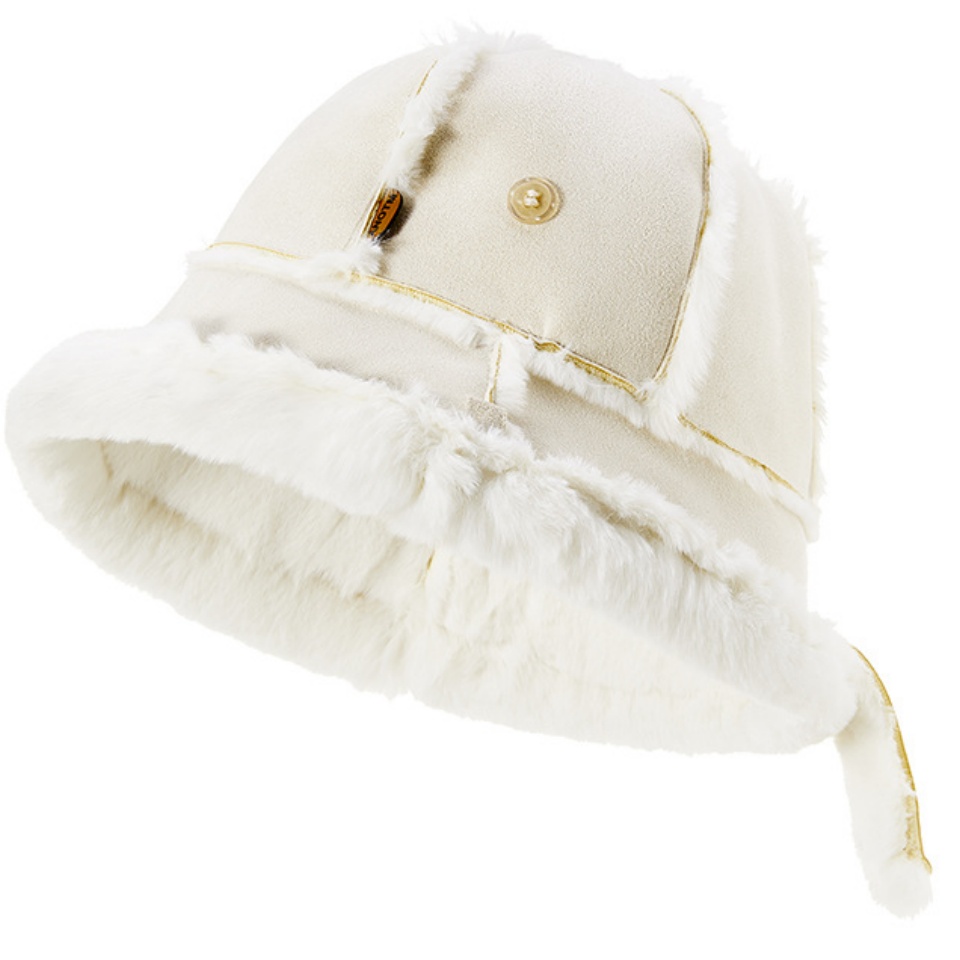 加絨漁夫帽可愛加絨包包帽秋冬綁帶韓版小眾設計百搭保暖防寒帽子