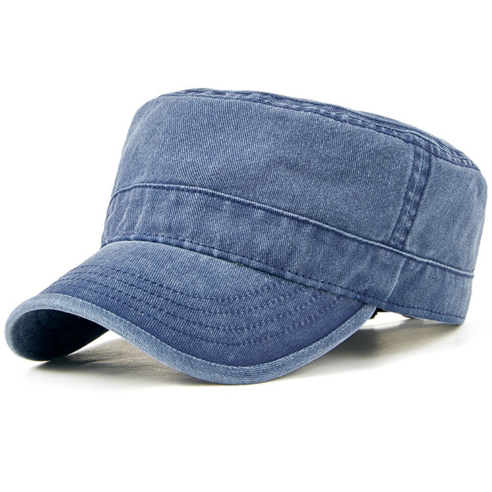 水洗復古平頂帽新款四季純棉復古大頭圍平頂帽子男女驢友戶外潮加大加深帽子