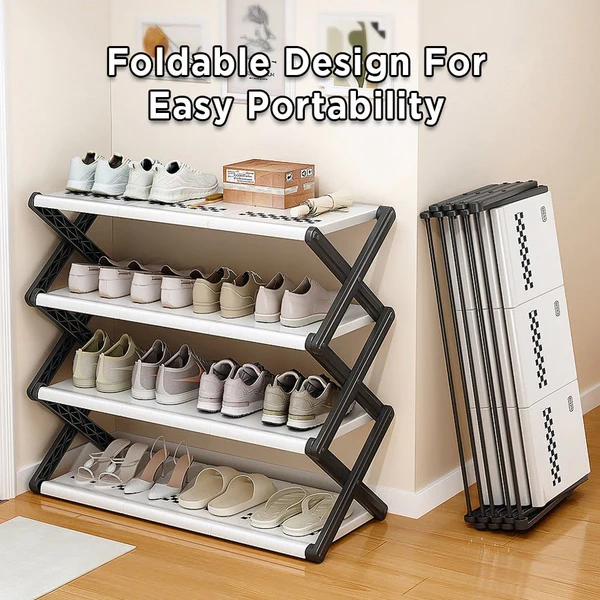 Joybos佳幫手折疊鞋架一拉就用大容量簡易多層免安裝家用室內外入戶鞋架