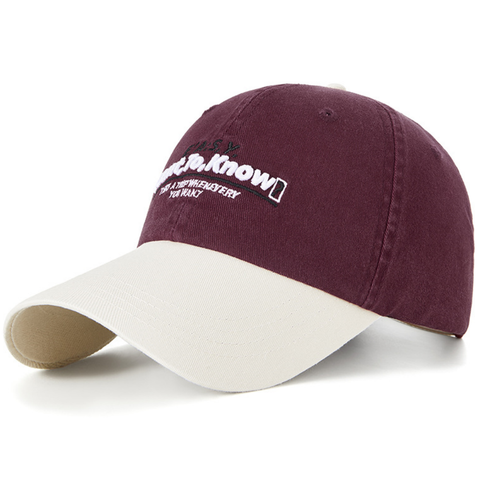 復古字母棒球帽韓版英文刺繡拼接色棒球帽潮牌出街個性穿搭彎簷防曬鴨舌帽男女款