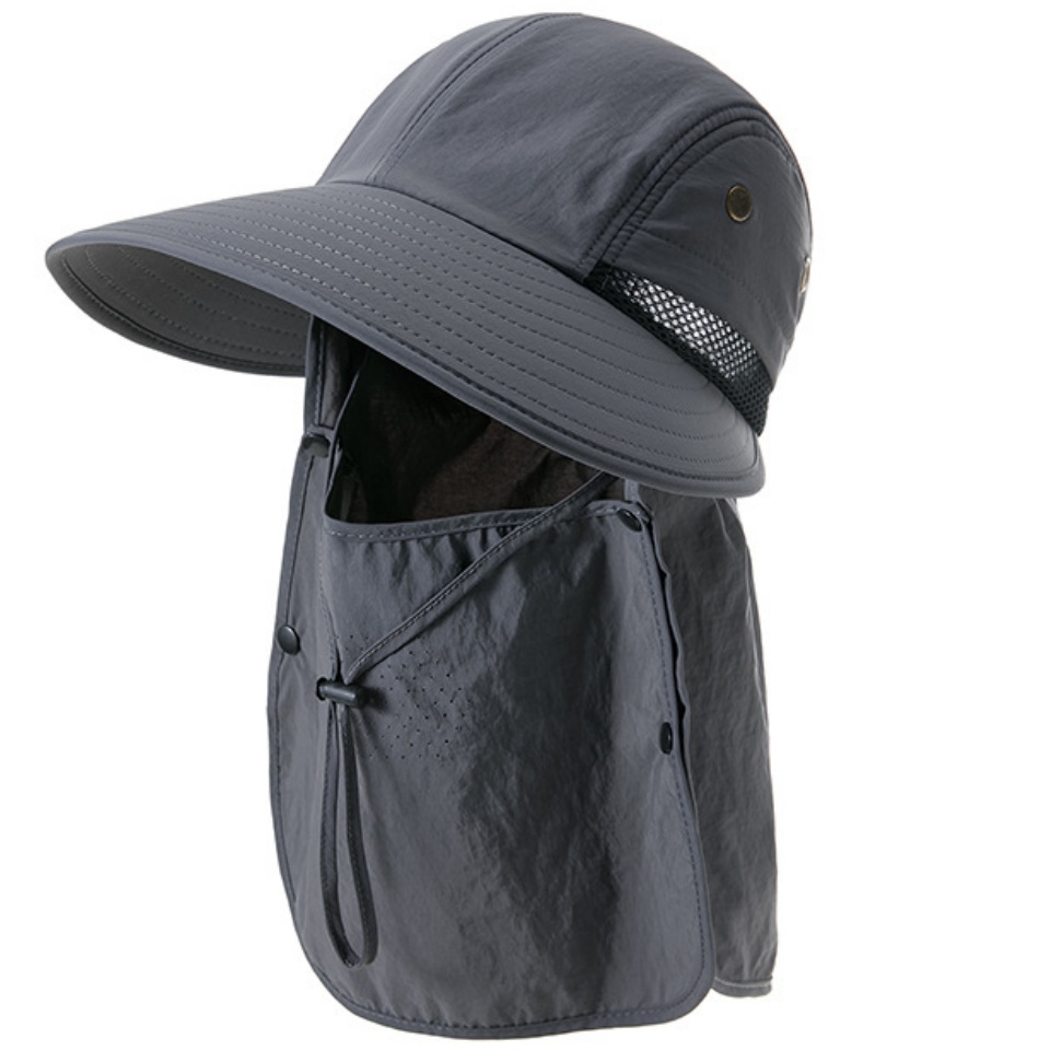 加長遮陽帽夏季款登山騎行太陽帽女戶外遮陽遮臉空頂帽披肩防曬帽釣魚帽子