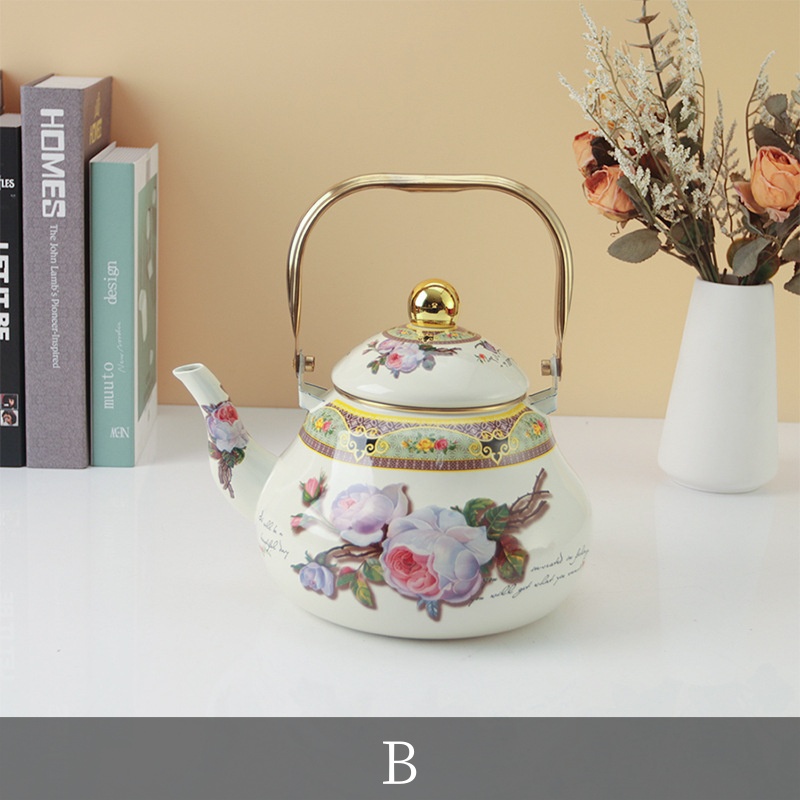 精品搪瓷梨型壺琺瑯燒水壺加厚熱水壺奶茶壺明火電磁爐通用