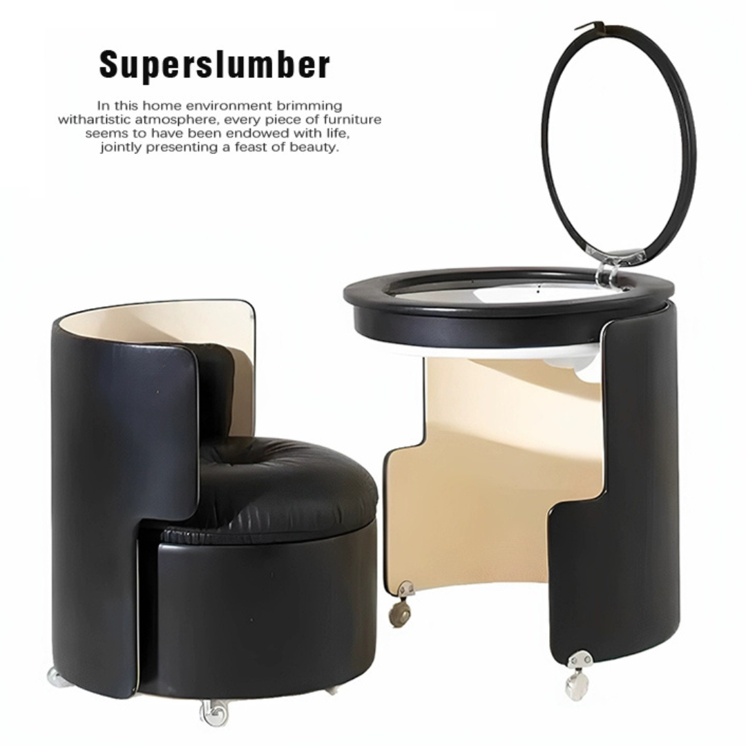 意式可移動梳妝檯輕奢高級感家用設計師一體小型收納帶鏡化妝桌椅化妝檯
