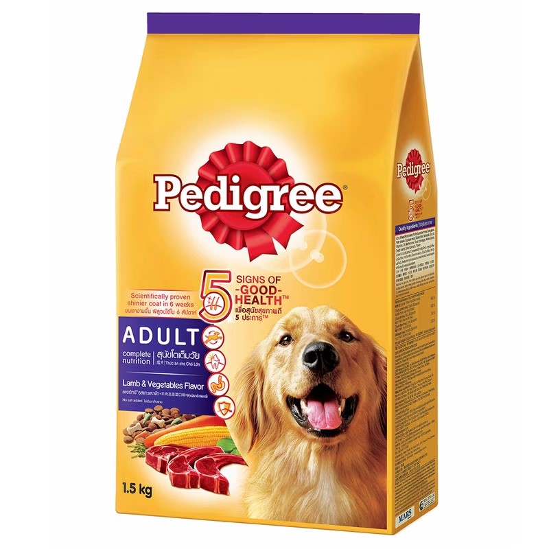 【澳門發貨】（原箱6包）Pedigree寶路成犬乾狗糧1.5kg雞肉蔬菜/牛肉蔬菜/羊肉蔬菜強化骨骼牙齒高優蛋白質幫助肌肉發展膳食纖維促進消化