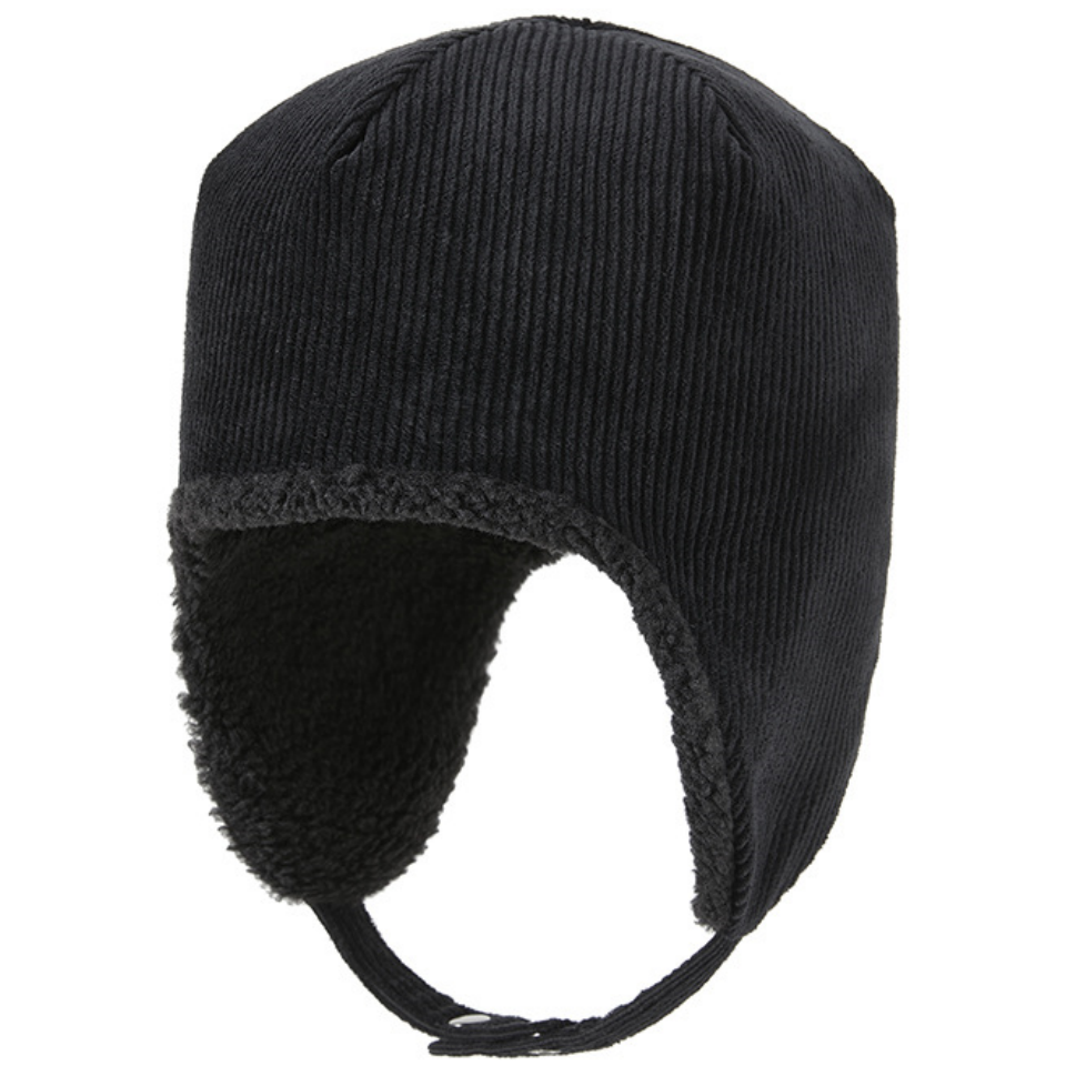 雙面佩戴加絨帽冬季新款燈芯絨東北保暖時尚潮流護頸抗凍男士加絨加厚滑雪帽