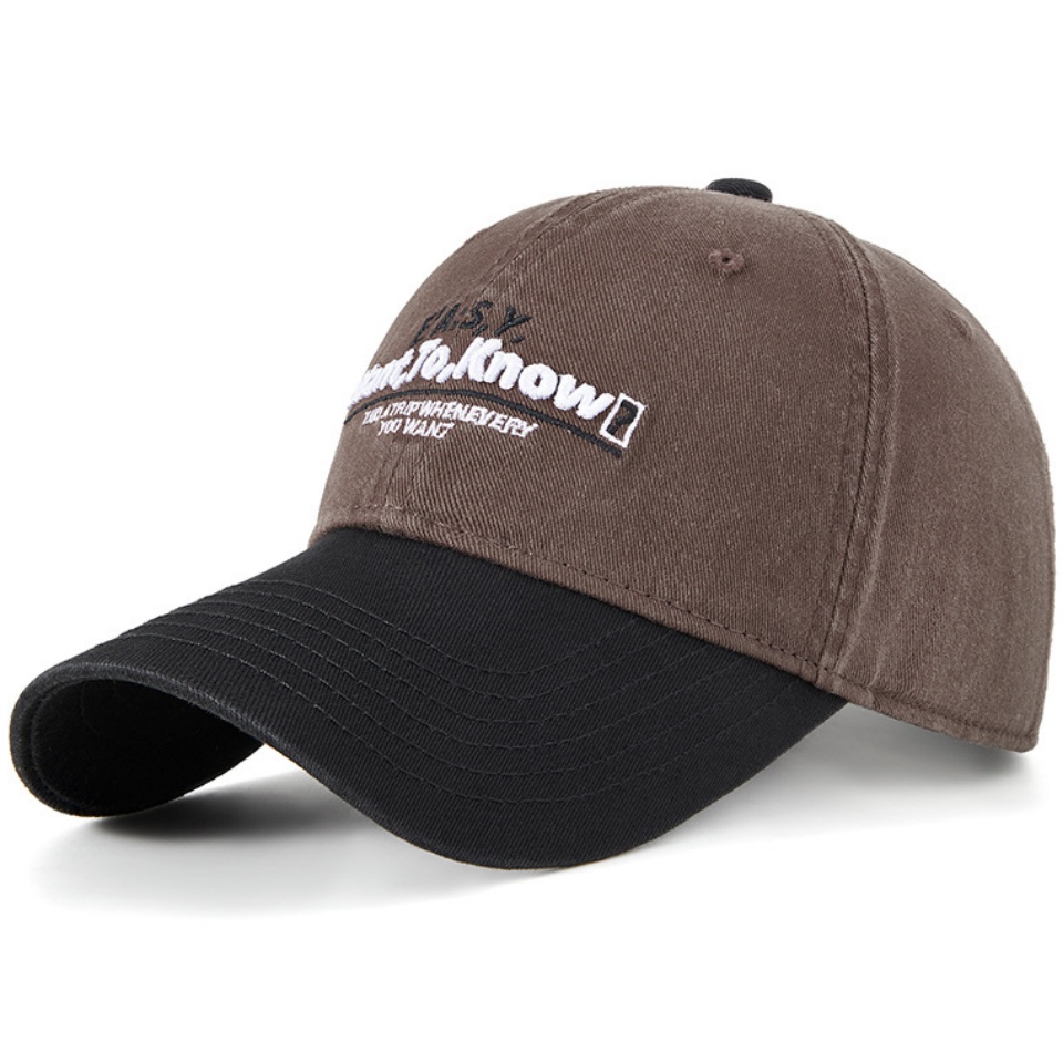 復古字母棒球帽韓版英文刺繡拼接色棒球帽潮牌出街個性穿搭彎簷防曬鴨舌帽男女款