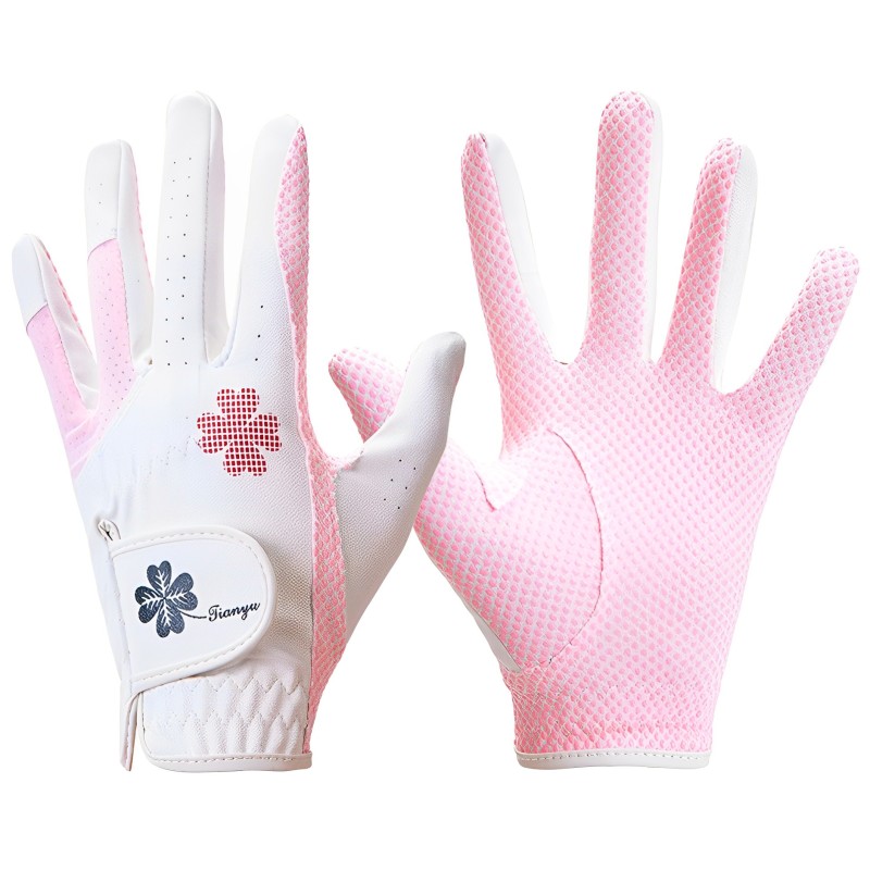 高爾夫女士手套PU皮革左右手一雙矽膠顆粒防滑高爾夫手套