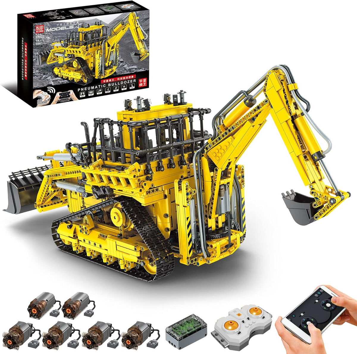 MOULD KING 宇星模王 17023兩頭忙氣動工程車電動遙控APP科技系列拼裝積木玩具模型