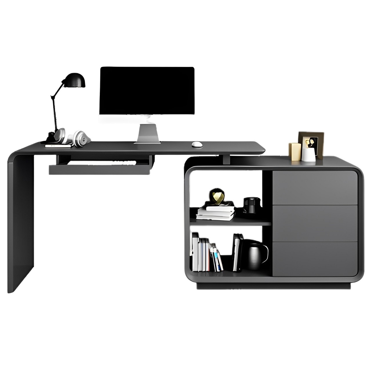 可轉角辦公桌創意設計時尚書桌簡易簡約現代板式烤漆旋轉轉角多功能電腦桌辦公桌寫字臺