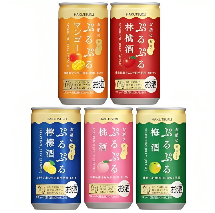 【澳門發貨】（原箱30罐）HAKUTSURU 白鶴 PURUPURU系列果凍飲190ml芒果酒/蘋果酒/檸檬酒/桃酒/梅酒新鮮果汁Q彈果凍氣泡水果果凍酒