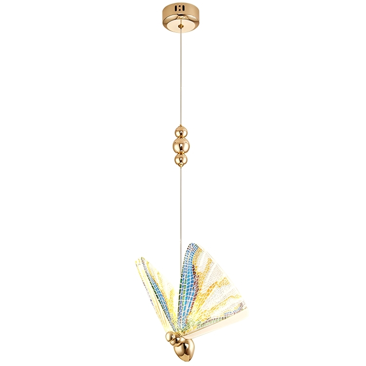 蝴蝶吊燈現代簡約個性餐廳燈吧臺床頭燈北歐蝴蝶燈飾複式樓梯透明彩色吊燈