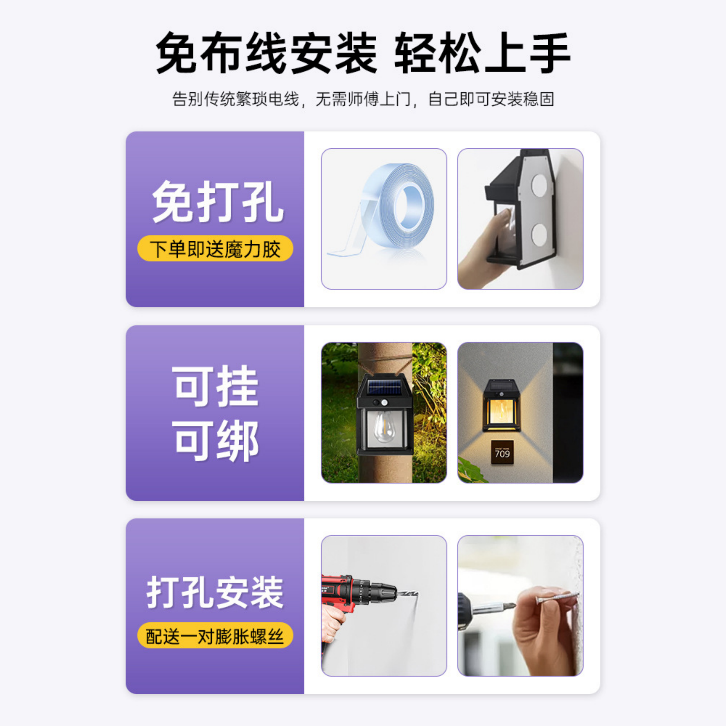 太陽能戶外防水壁燈庭院牆壁燈別墅大門口背景牆感應燈花園露臺燈太陽能燈