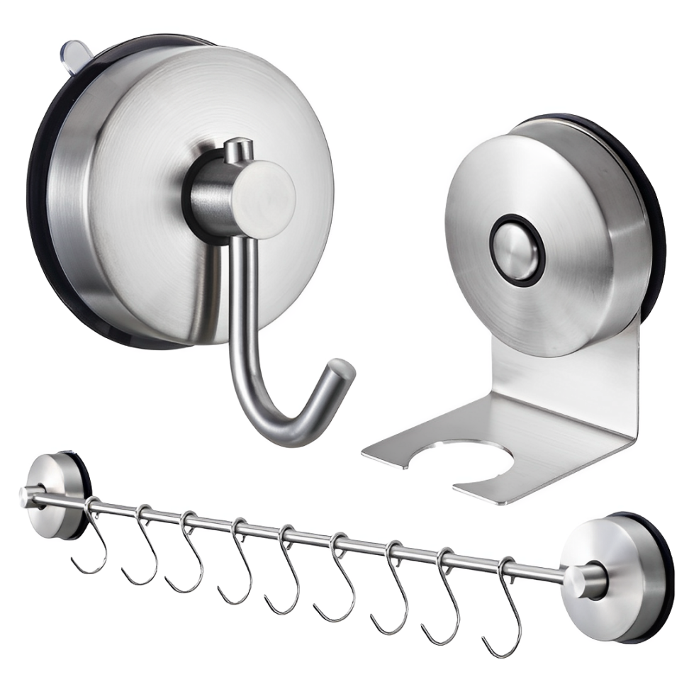 免打孔吸盤式不銹鋼掛鉤廚房浴室掛瓶器沐浴露掛架洗髮水掛壁器洗潔精支架多功能置物架