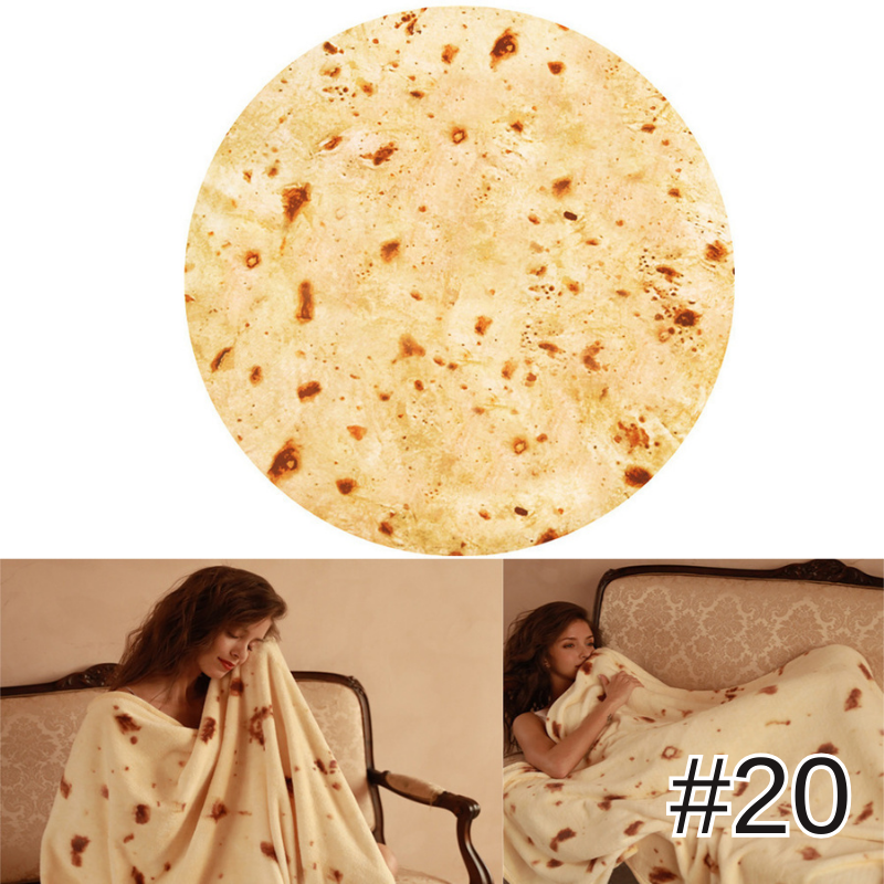 創意印花毛毯雙面捲餅毯墨西哥卷餅毯數碼印花披薩毯子法蘭絨午睡毯玉米餅雙面毛毯空調毯四季通用被子