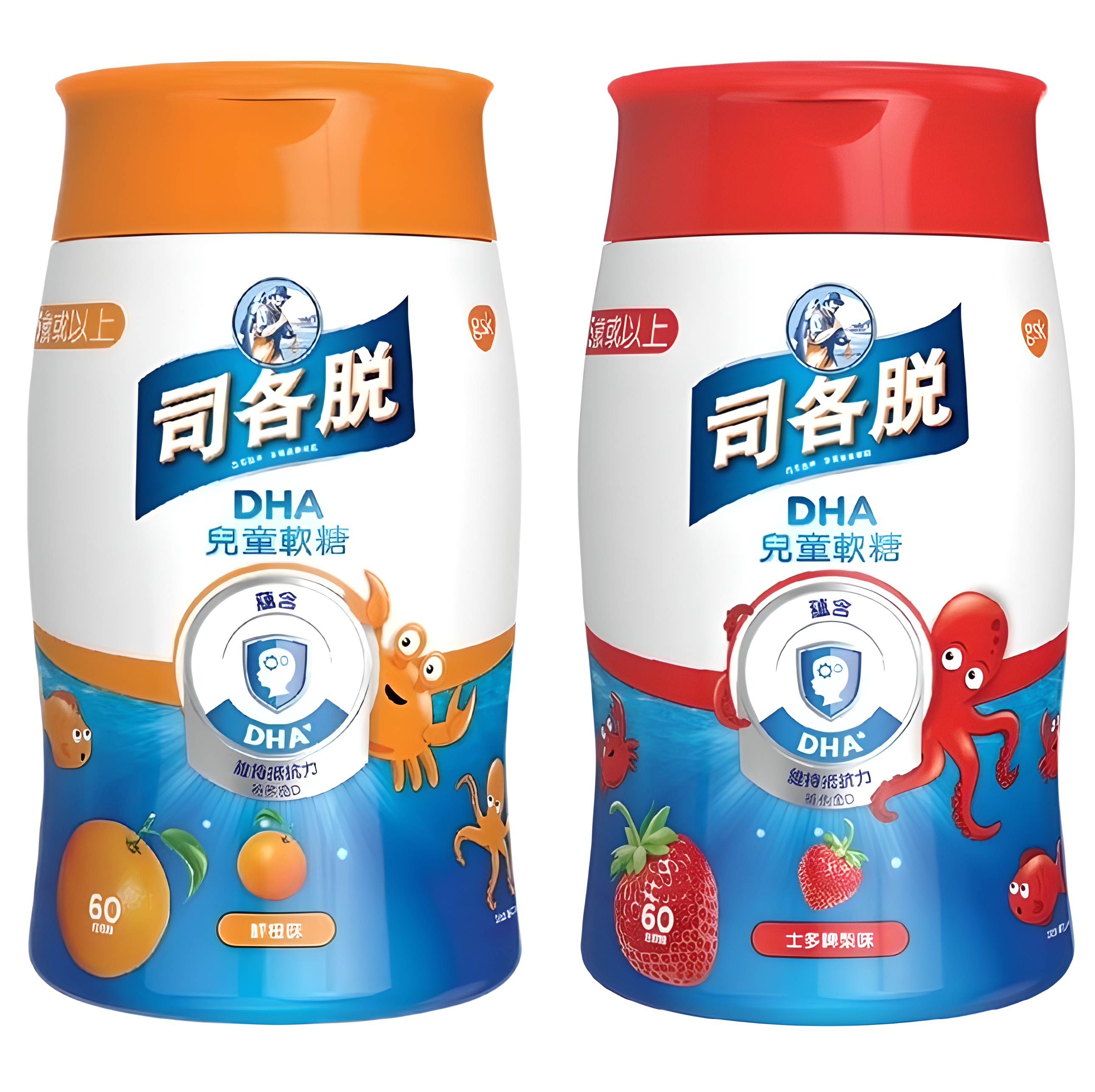 【澳門發貨】Scott's司各脫DHA兒童軟糖60粒裝香橙味/士多啤梨味
