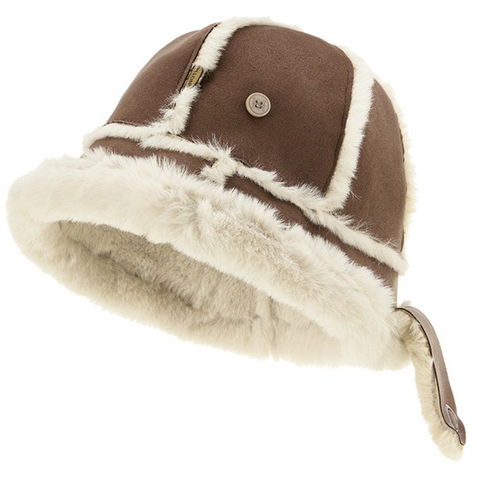 加絨漁夫帽可愛加絨包包帽秋冬綁帶韓版小眾設計百搭保暖防寒帽子