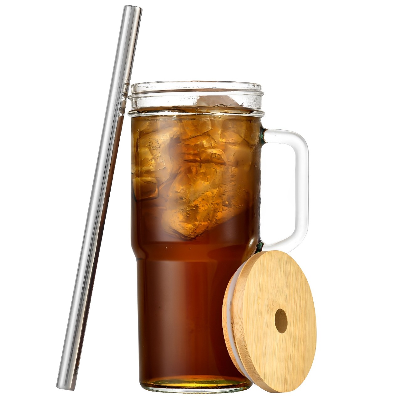 冰霸杯便攜車載飲水杯冰沙冷飲果汁杯子梅森杯玻璃杯帶蓋玻璃水杯