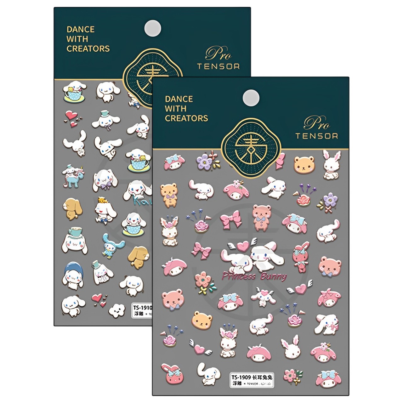 浮雕薄韌美甲貼紙背膠指甲貼紙飾品長耳兔兔