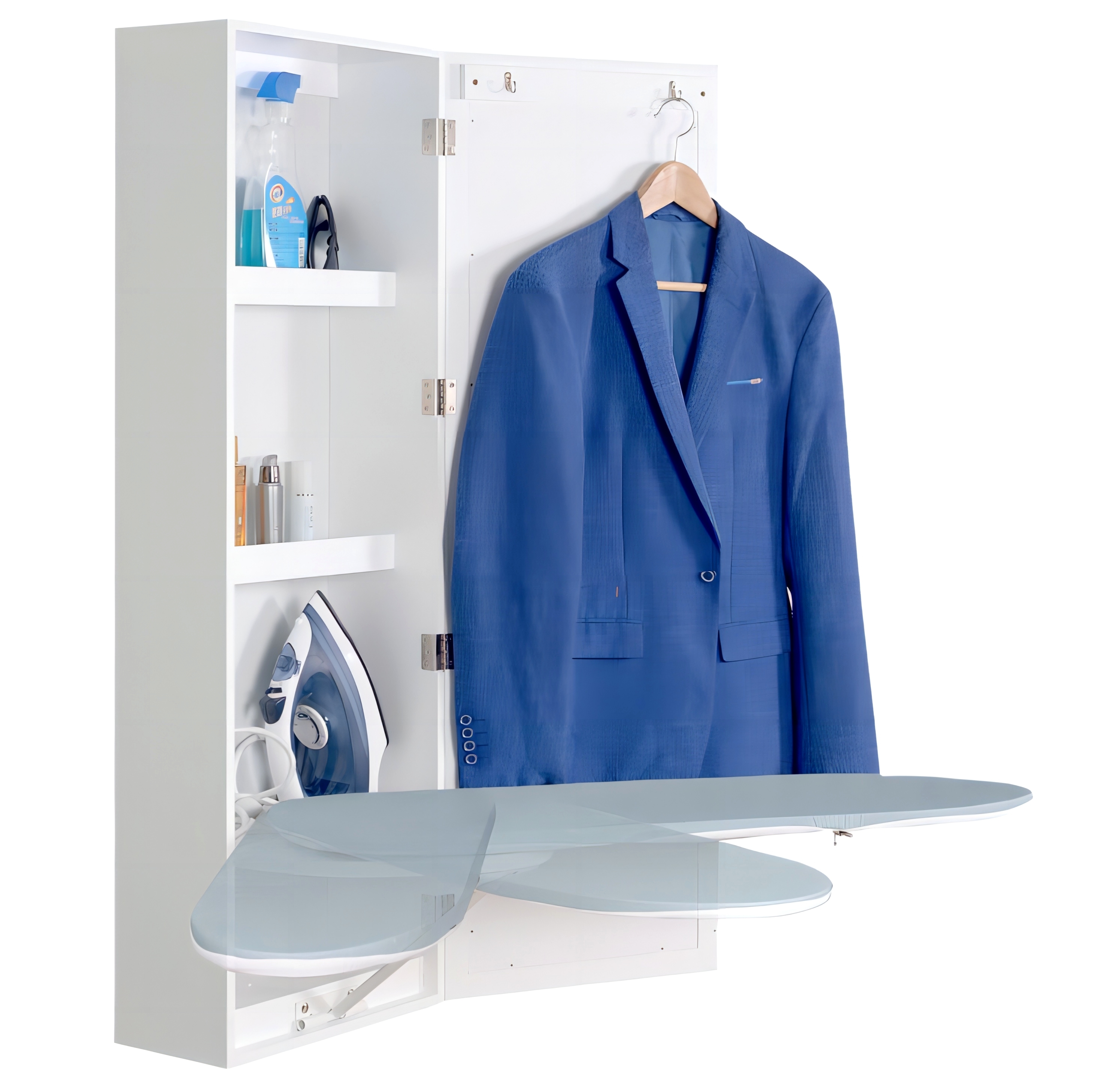 掛墻燙衣櫃多功能壁掛式可旋轉燙衣板可折疊掛牆燙衣櫃鏡面收納櫃門後掛衣架