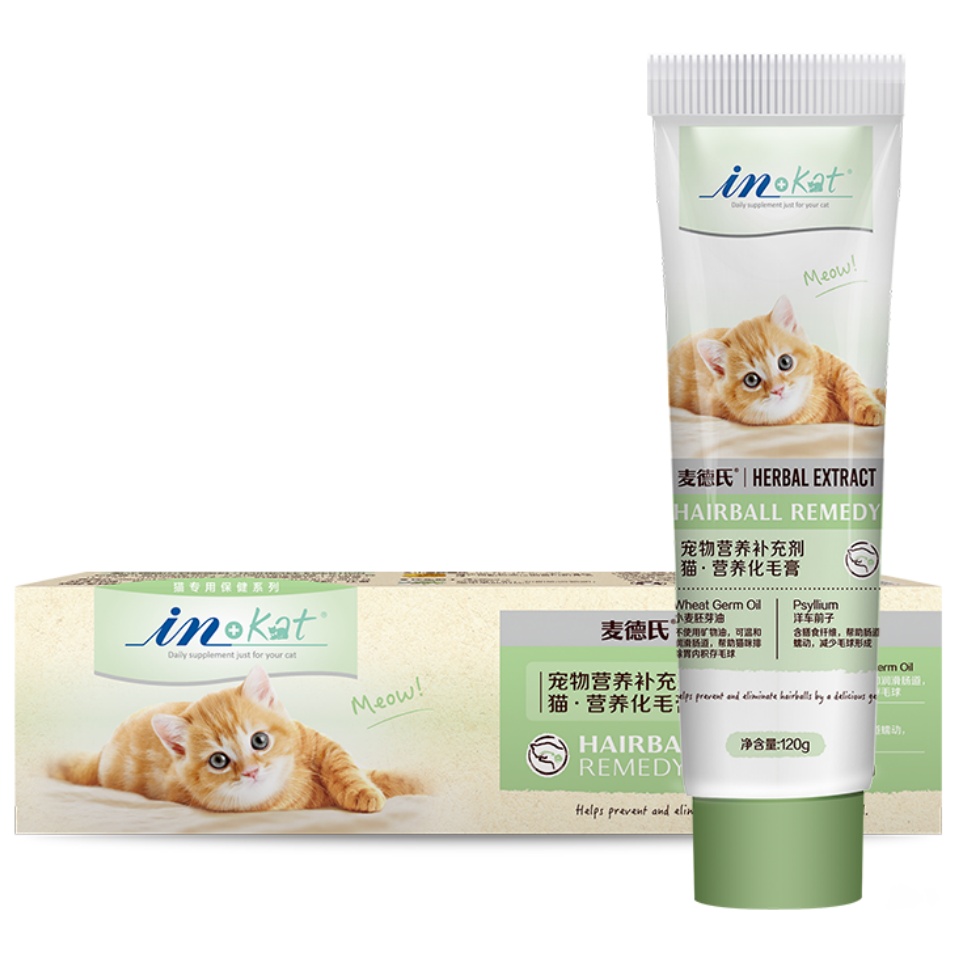INKAT麥德氏貓用雙效營養化毛膏120g寵物貓咪溫和植物排毛營養膏