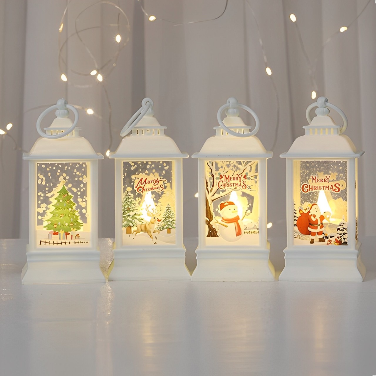 聖誕四角風燈可定制圖案耶誕節日氛圍裝飾燈節日禮品家居