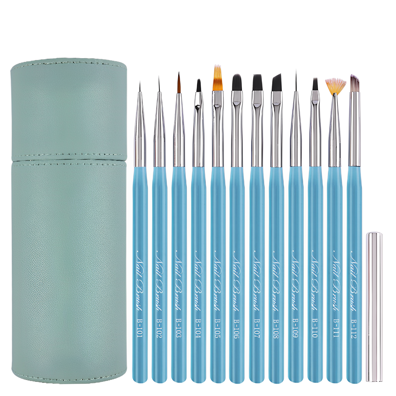 [熱銷] 美甲筆刷全套套裝12支海洋藍美甲功能筆彩繪筆光療筆暈染筆