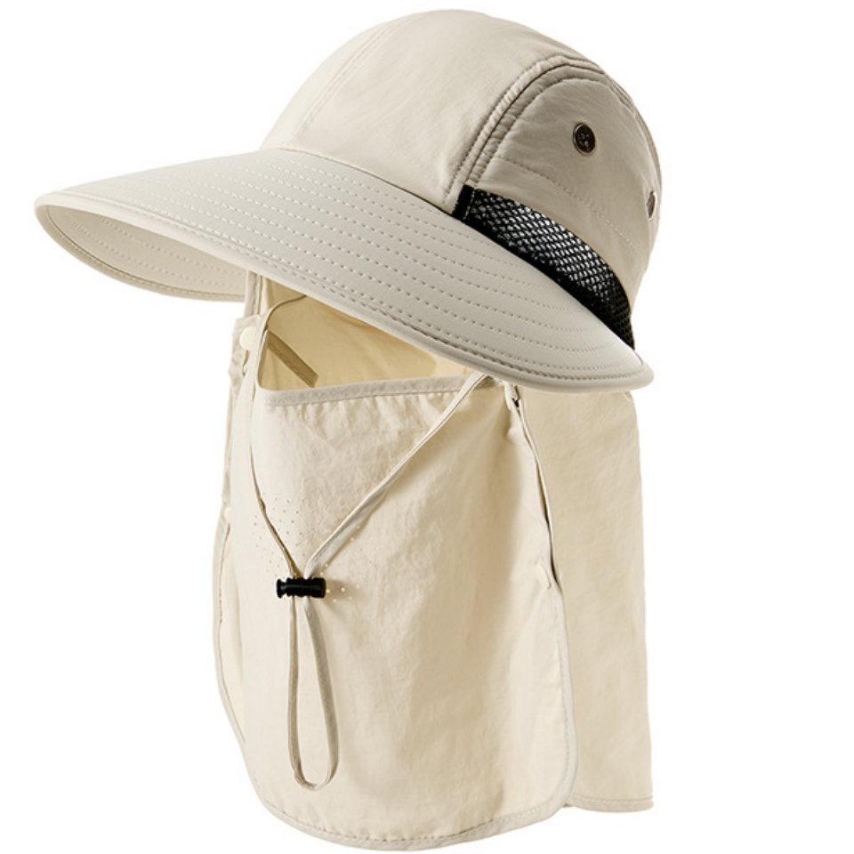 加長遮陽帽夏季款登山騎行太陽帽女戶外遮陽遮臉空頂帽披肩防曬帽釣魚帽子