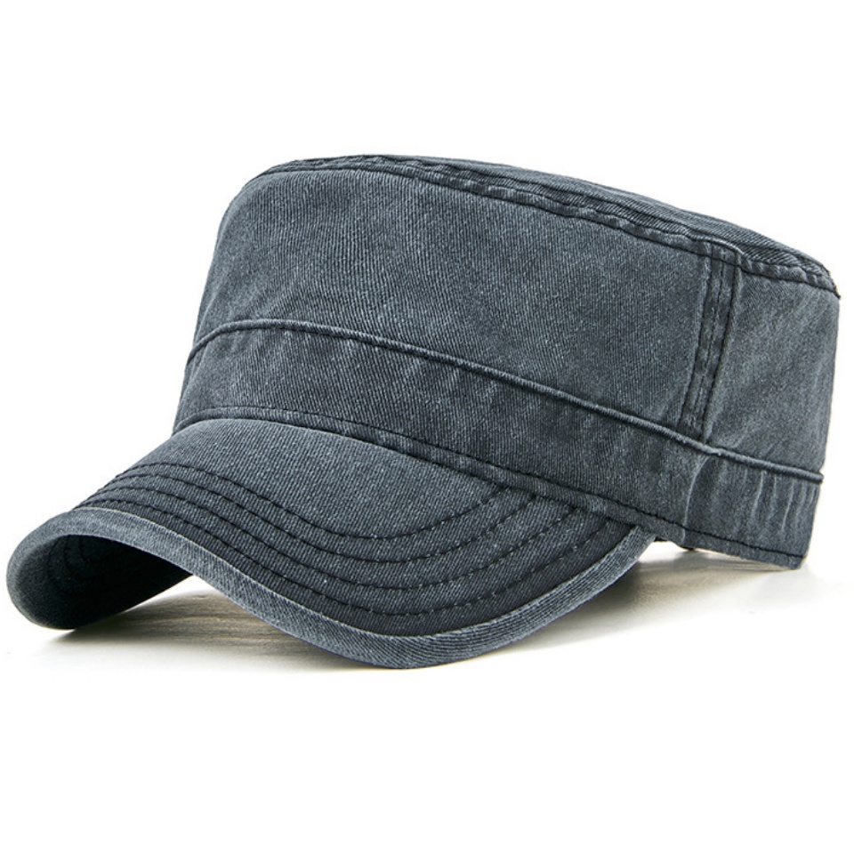 水洗復古平頂帽新款四季純棉復古大頭圍平頂帽子男女驢友戶外潮加大加深帽子