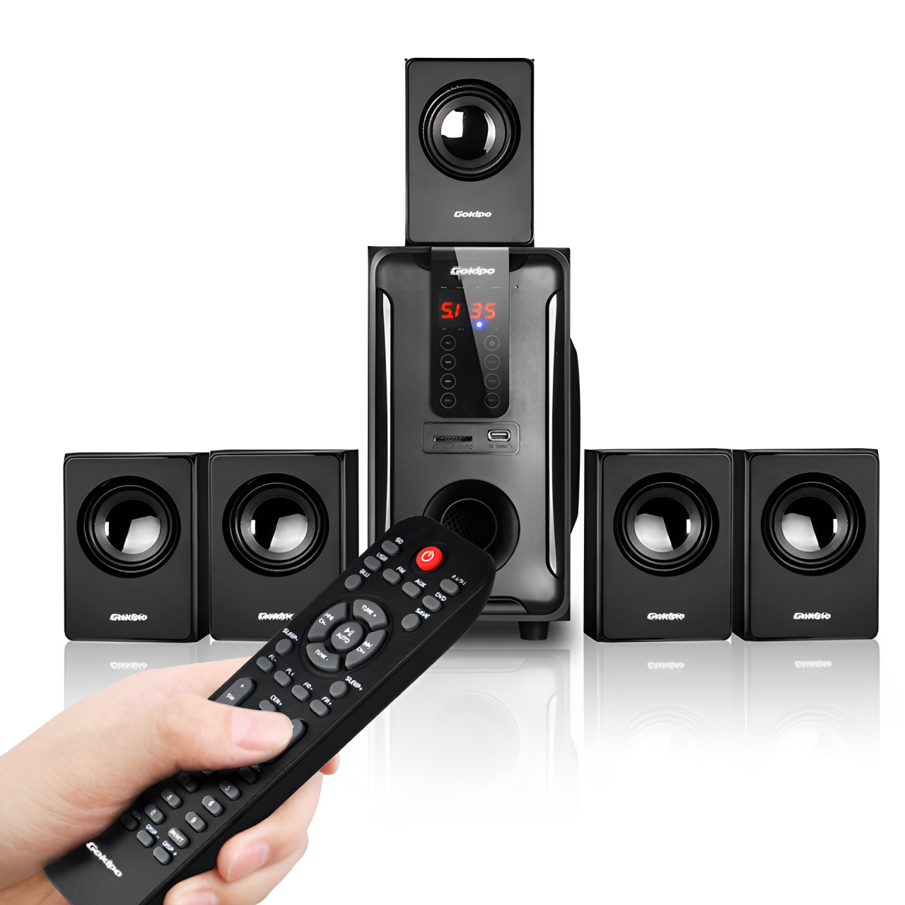 Goldpo H3811B 藍牙5.1家庭影院音箱英文版低音炮音響帶遙控