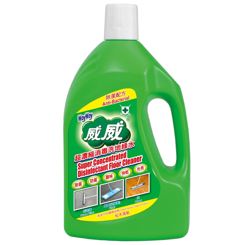 【澳門發貨】（原箱6瓶）WayWay威威全能洗地綠水2L清新松木香味家居廚房廁所洗手間物件表面地板清潔劑多用途多功能擦地綠水