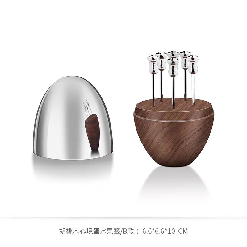 北歐創意蛋糕水果插籤不銹鋼ins風輕奢水果叉雞尾酒簽恐龍蛋造型玫瑰水果簽