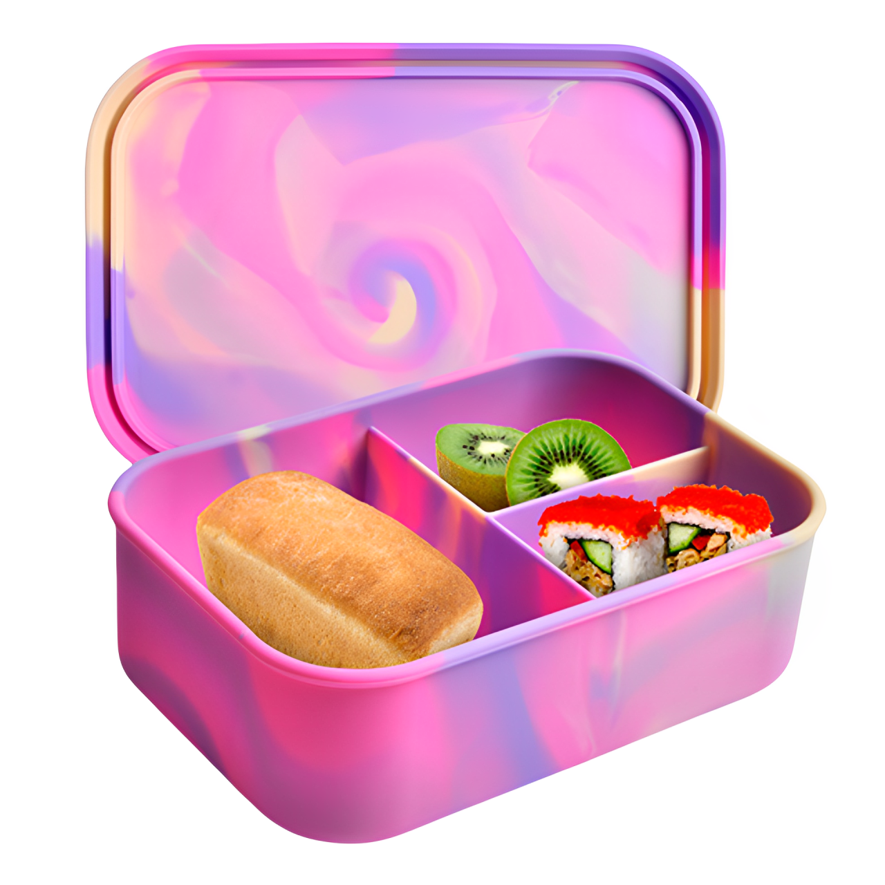 食品級硅膠飯盒分格密封收納盒微波爐加熱午餐便當盒冰箱保鮮盒