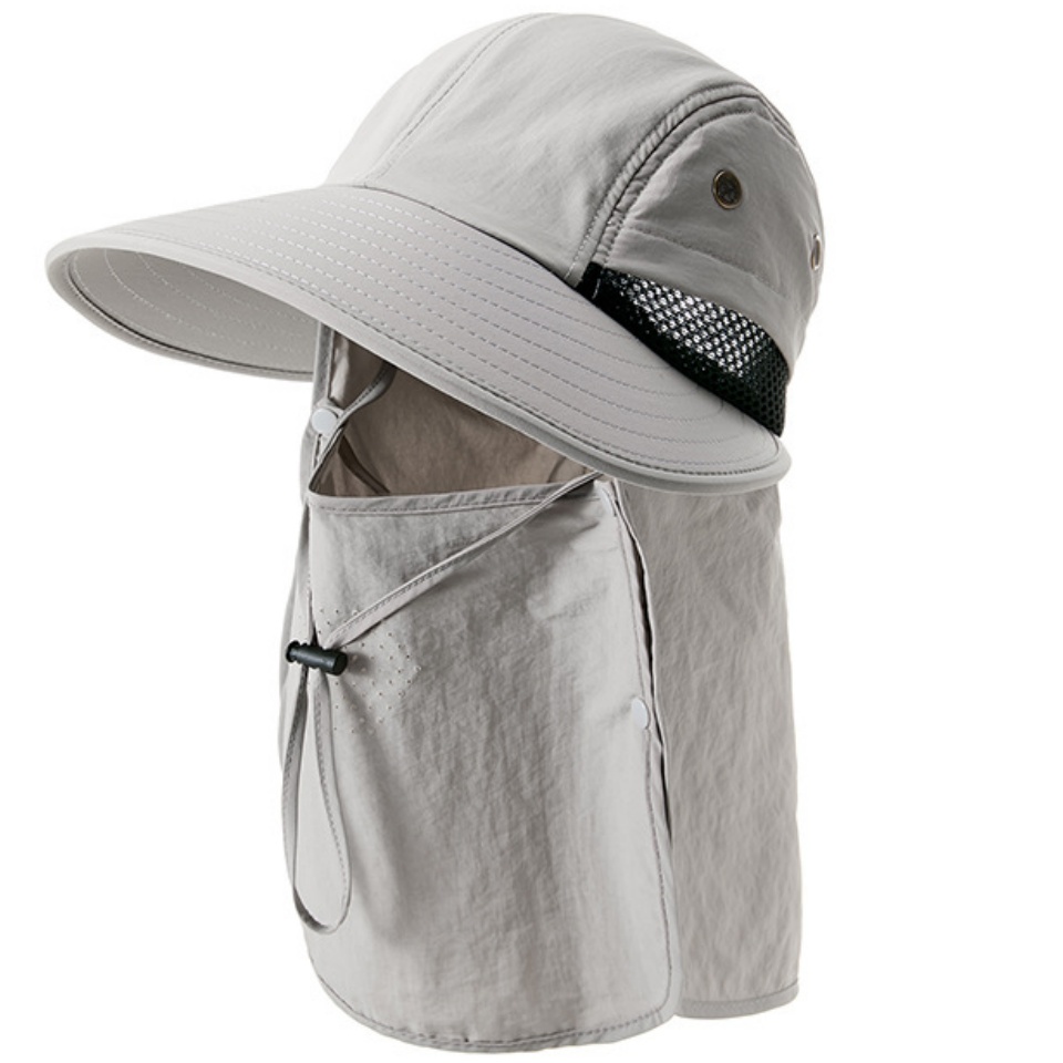 加長遮陽帽夏季款登山騎行太陽帽女戶外遮陽遮臉空頂帽披肩防曬帽釣魚帽子