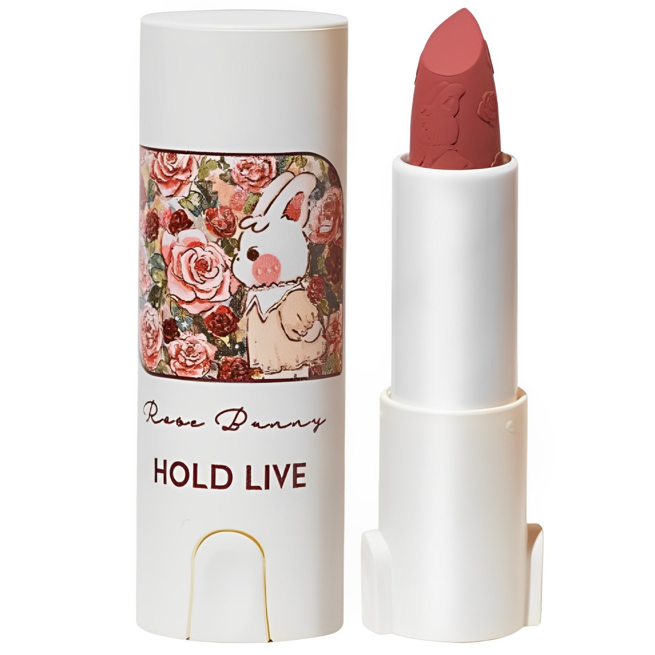 HOLD LIVE 復古花園唇膏兔兔花園口紅女霧面絲絨裸色唇膏肉桂色唇釉