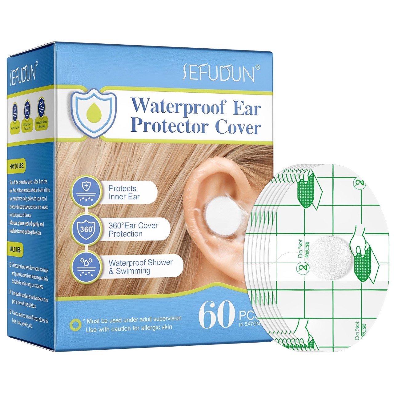 【澳門發貨】SEFUDUN 防水耳貼60片裝幼兒沖