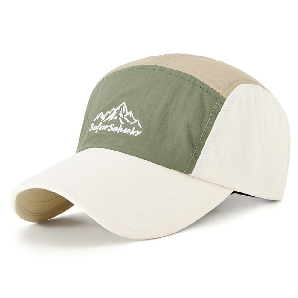 圖案拼色前進帽拼色瓜皮帽新款2024春夏印花微曲棒球帽戶外登山徒步防曬速乾男女