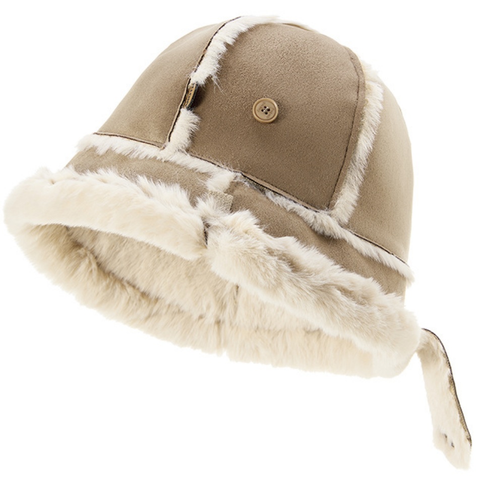 加絨漁夫帽可愛加絨包包帽秋冬綁帶韓版小眾設計百搭保暖防寒帽子