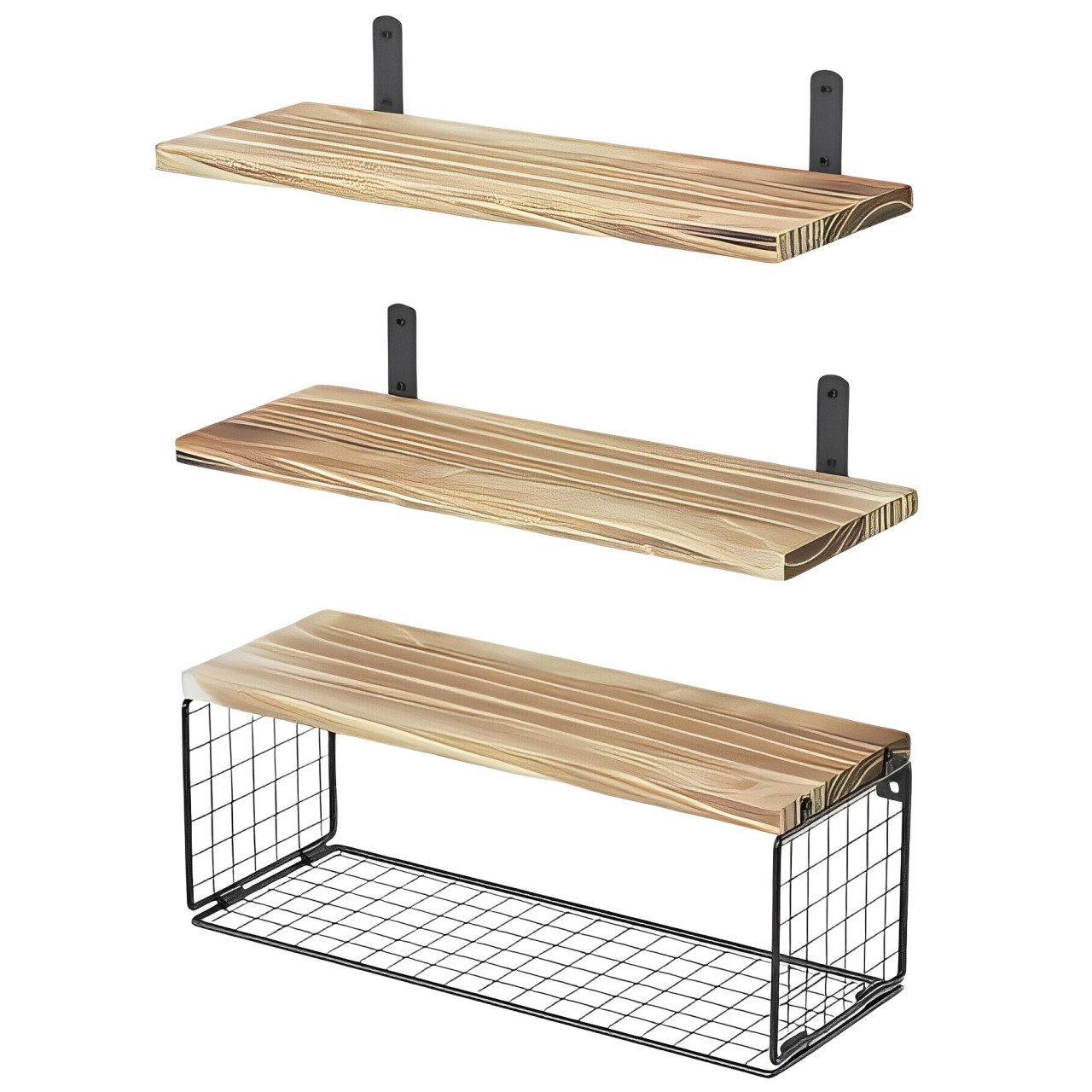 牆上置物架三層套裝衛生間浴室廚房收納架鐵藝支架隔板